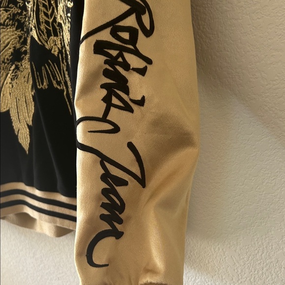 Robin's Jean Black and Gold Bomber Jacket size large - Picture 6 of 15